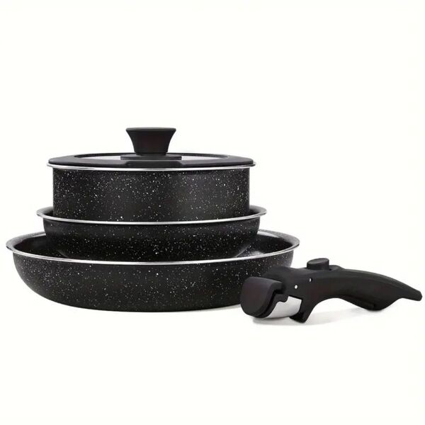 【新品】取っ手が取れるフライパン鍋セットIH・ガス火オーブン対応 セラミックコーティング