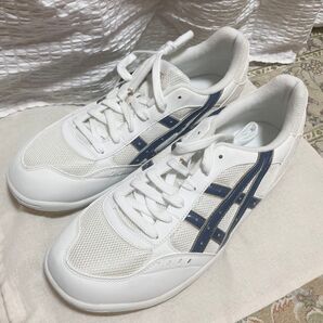 27,5cm アシックス スポーツシューズ 上履き 新生活 中学 高校 体育館 シューズ ホワイト 青 ネイビー