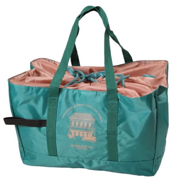【新品】明治屋ストアーオリジナル 折りたたみ保冷バッグ(グリーン×ベージュ)