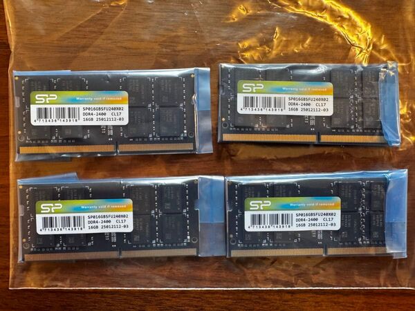 シリコンパワー メモリDDR4-2400(PC4-19200) 16GB 4枚260Pin SP032GBSFU240X22