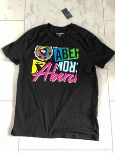 新品 Abercrombie & Fitch アバクロ アバクロンビー&フィッチ キッズ 子供 Tシャツ 13/14 黒　ブラック　Uネック 130 140 150