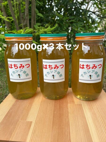 国産 純粋ハチミツ アカシアはちみつ 1000g×3(ビン3本セット)☆抗生物質不使用の安心・安全な本物のハチミツ