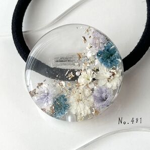 No.481 ハンドメイド ドライフラワー レジンヘアゴム