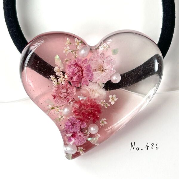 No.486 ハンドメイド ドライフラワー レジン ヘアゴム
