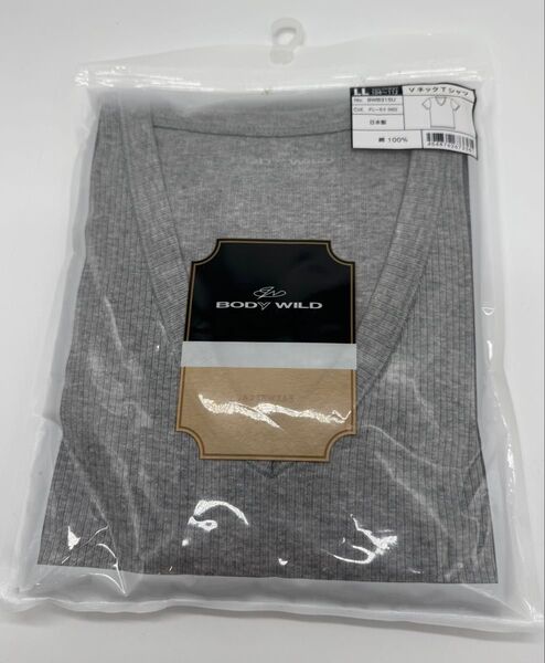 BODY WILD VネックTシャツ LL グレー メンズインナー 新品未開封 body wild ボディーワイルド 1枚