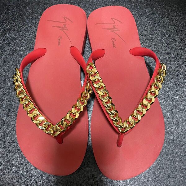 Giuseppi Zanotti ビーチサンダル レッド チェーン