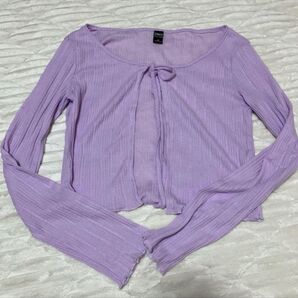 shein dazy リブ編みラベンダーカーディガン