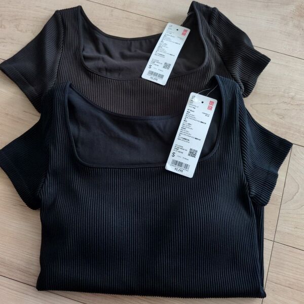 UNIQLO リブスクエアネックブラT 半袖