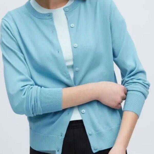 UNIQLOユニクロ UVカットカーディガン♪ XLサイズ ブルー クルーネック 未使用品