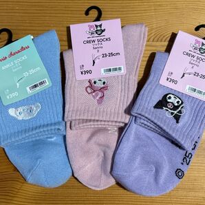 GUジーユー×サンリオ 新品 靴下3足セット♪ 23-25cm マイメロ クロミ シナモロール!!