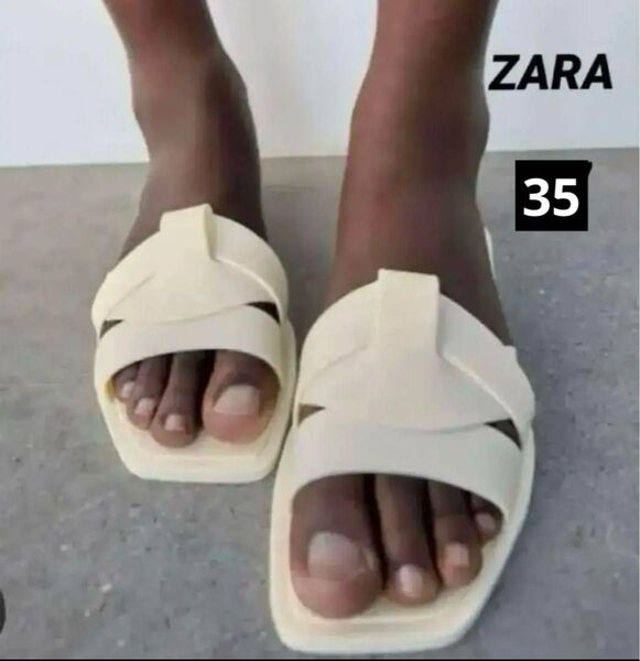 ZARA ラバークロスフィニッシュフラットサンダル新品未使用