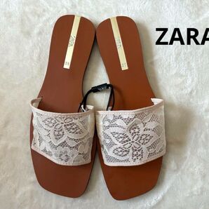 ZARA チュールレースフラットサンダル新品未使用
