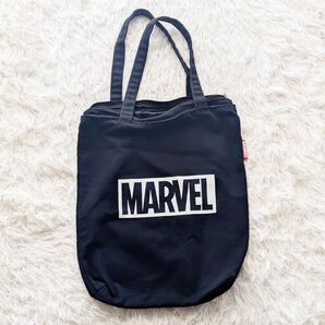 MARVEL 縦型 トートバッグ ブラック 黒 ファスナー付き マーベル A4