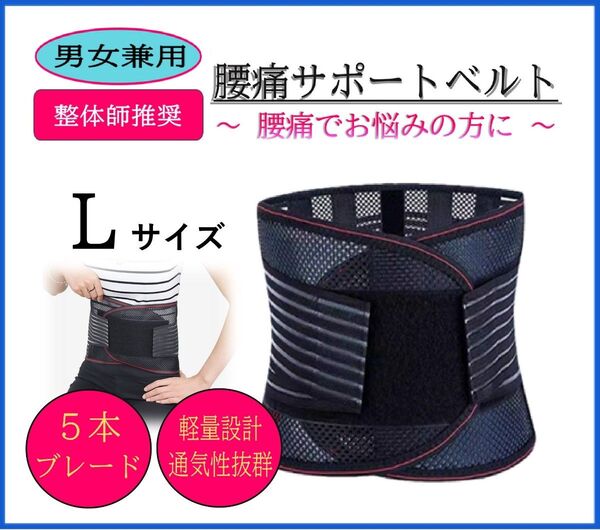 新品・未使用! 男女兼用 Lサイズ 腰サポーター 腰痛ベルト 姿勢矯正 ヘルニア コルセット HN020