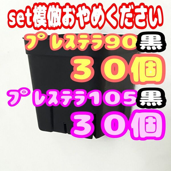 プレステラ90黒30個・105黒30個 多肉植物 プラ鉢 スリット鉢 植木鉢