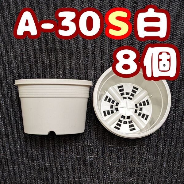 プラ鉢《A-30S》白 8個 プラ鉢 3号相当 スリット鉢 多肉植物 プレステラ 植木鉢