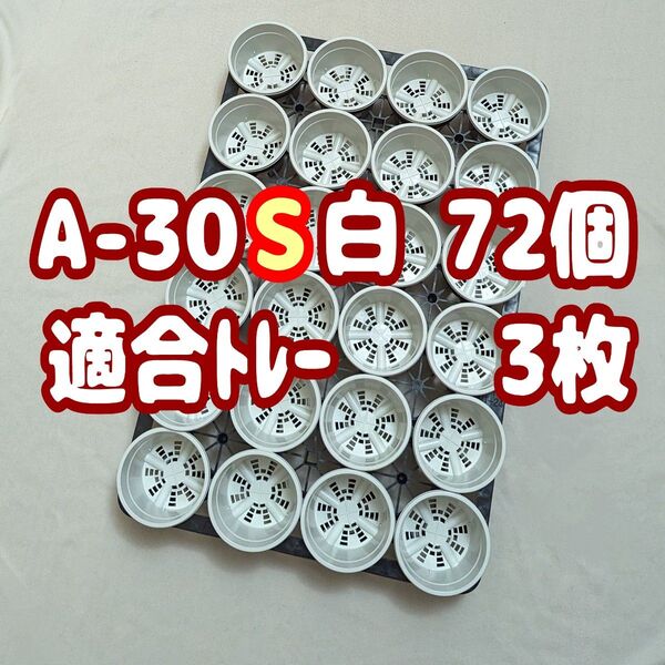 プラ鉢【A-30S】72個+専用システムトレー3枚スリット鉢プレステラ多肉植物