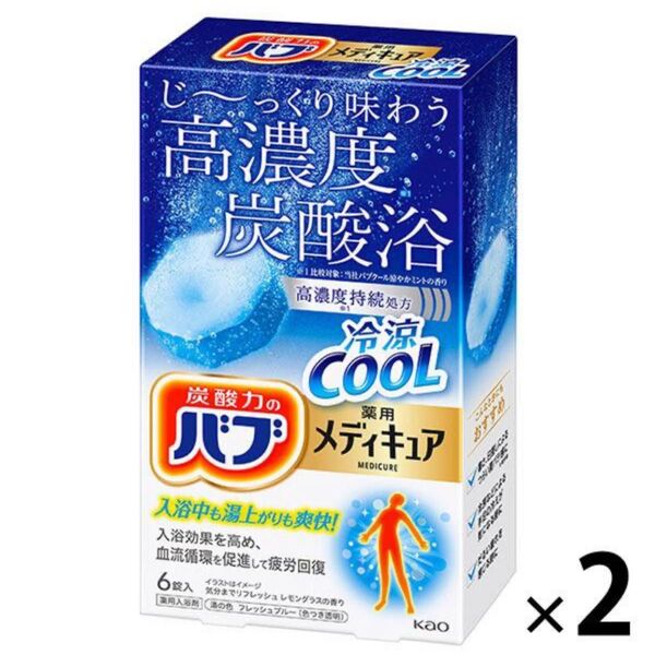 入浴剤 バブ クール メディキュア 冷涼クール レモングラス透明タイプ 6錠入 1セット(1箱×2)医薬部外品