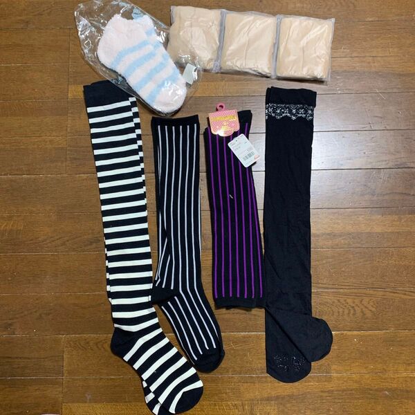 新品 靴下 セット まとめ売り しましま ニーハイ ソックス ハイソックス