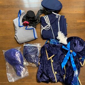 ウィッグ、手錠付き! 3着 セット ボカロ KAITO 千本桜 イミテーションブラック アリスインミュージック コスプレ 衣装