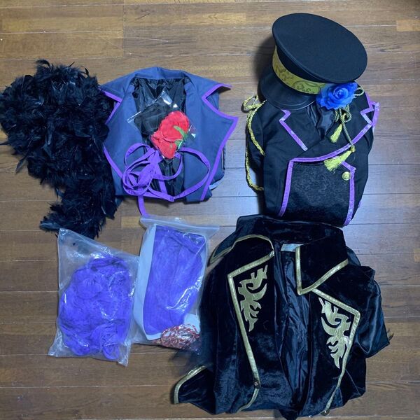 ウィッグ付き! 3着セット VOCALOID 神威 がくぽ コスプレ 衣装 ボカロ イミテーションブラック Arrest Rose