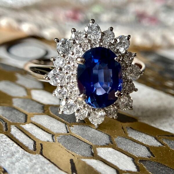 pt900 ロイヤルブルーサファイア2.03ct ダイヤモンド0.72ct 指輪 リング