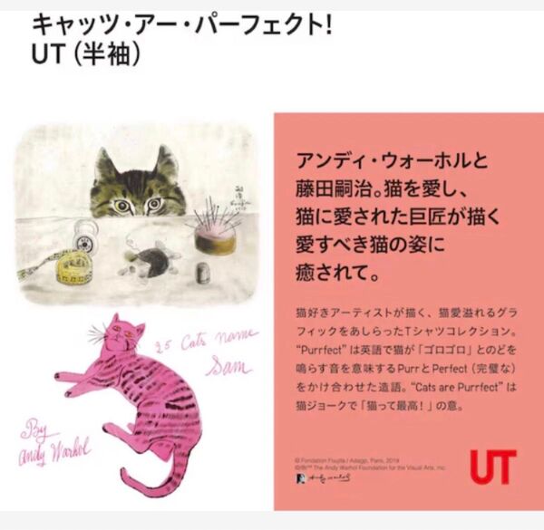 ユニクロ × 藤田嗣治 コラボ グラフィックTシャツ 白 Lサイズ 猫 ホワイト