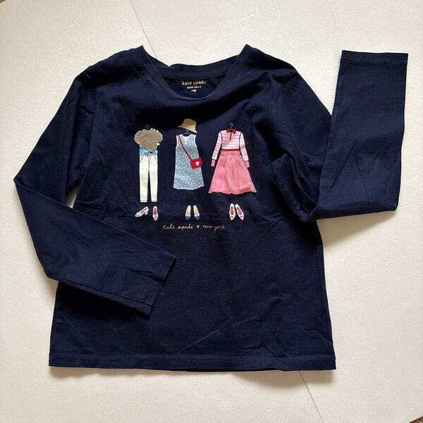 ケイトスペード kate spade サイズ150 キッズ 長袖 紺 綿100% スパンコール カットソー コットン ロンT