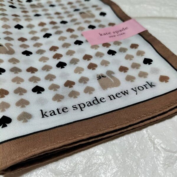新品 ハンカチ KateSpadeNewYork ねこ様 ドット ケイトスペード 水玉 猫ちゃん みずたま