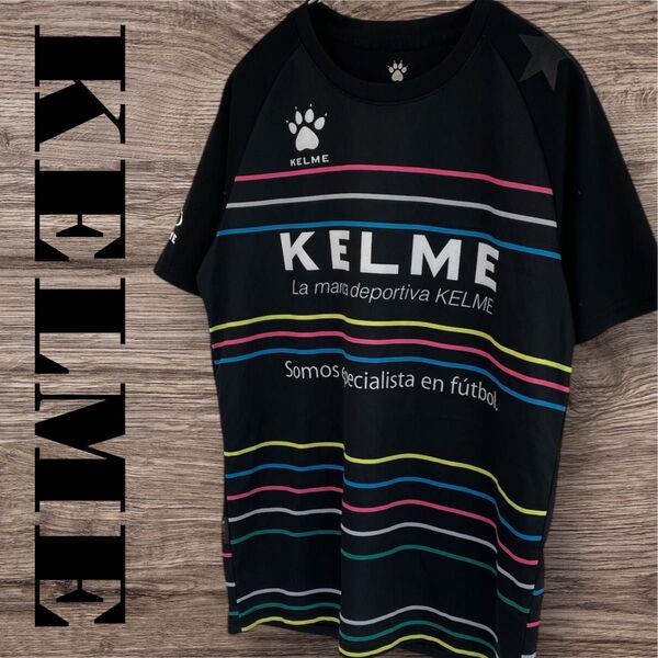 KELME ケルメ トップス Tシャツ 半袖 プリントTシャツ ロゴTシャツ スポーツシャツ メンズ S ブラック 黒