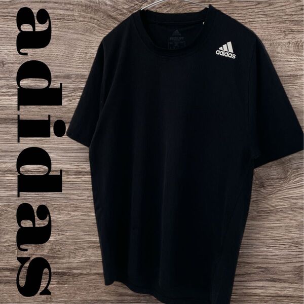 adidas アディダス Tシャツ トップス 半袖 スポーツシャツ スポーツウェア メンズ M ブラック 黒