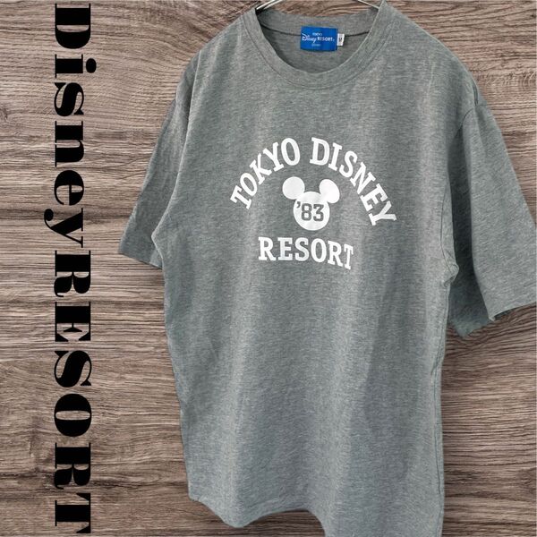 Disney ディズニー Tシャツ トップス 半袖 プリントTシャツ メンズ M グレー コットン 綿 ミッキーマウス