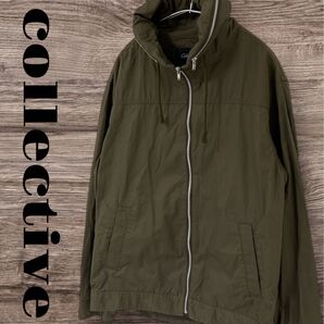 collective コレクティブ メンズビギ ブルゾン パーカー 長袖 アウター 上着 メンズ L グリーン ミリタリー 無地