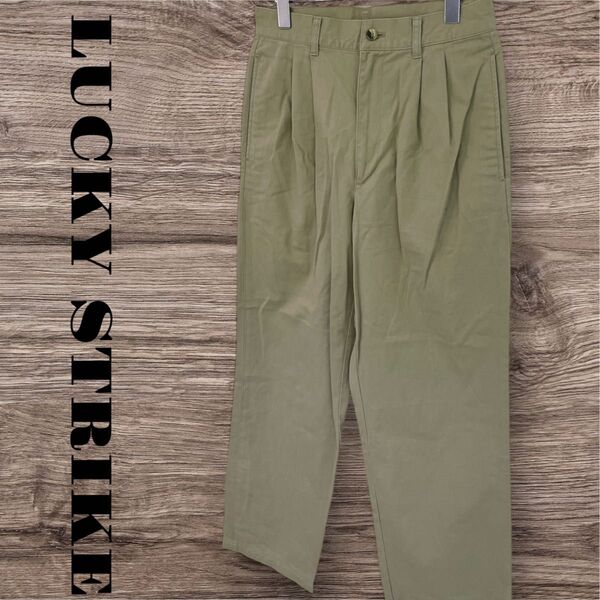 LUCKYSTRIKE ラッキーストライク チノパンツ ワイドパンツ パンツ ボトムス 長ズボン メンズ M ベージュ コットン
