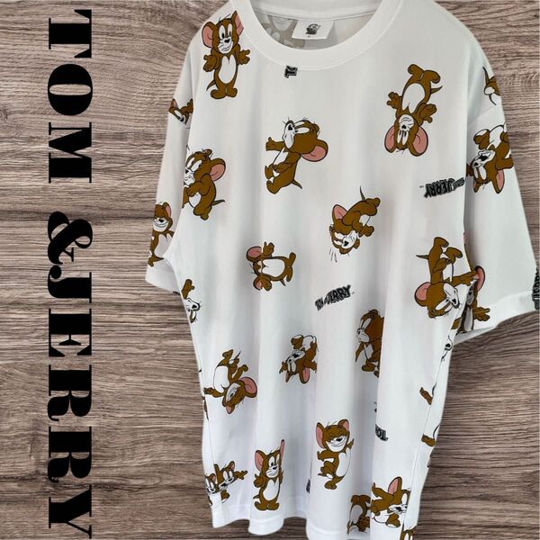 トムとジェリー Tシャツ トップス 半袖 プリントTシャツ メンズ XL LL ホワイト 白 ディズニー キャラクター