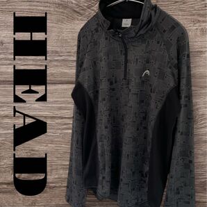 HEAD ヘッド トップス 長袖 ハーフジップTシャツ スポーツウェア メンズ LL XL グレー 総柄