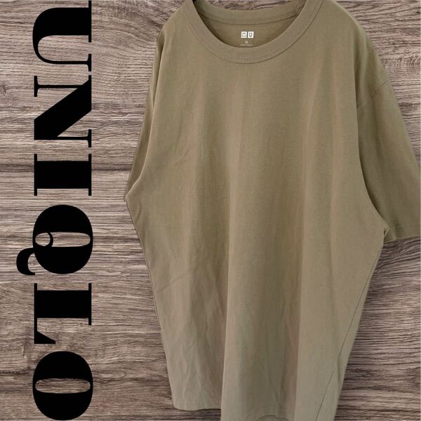 UNIQLO ユニクロ Tシャツ トップス 半袖 無地 メンズ XL LL ベージュ コットン 無地