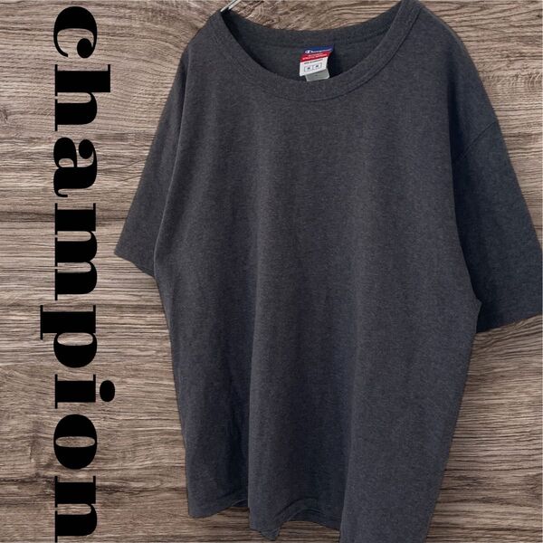 champion チャンピオン Tシャツ トップス 半袖 無地 ワンポイント メンズ M グレー