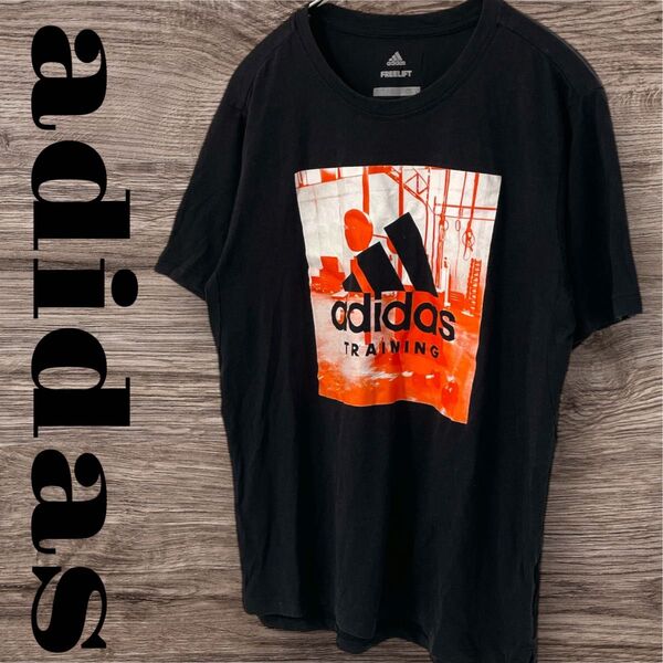 adidas アディダス Tシャツ トップス 半袖 プリントTシャツ メンズ M ブラック 黒