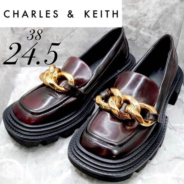 ペルリーネ チャンキーチェーンローファー Burgundy CHARLES & KEITH チャールズアンドキース 24.5