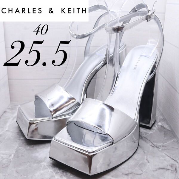 charles&keithチャールズアンドキース 厚底サンダル シルバー22.5