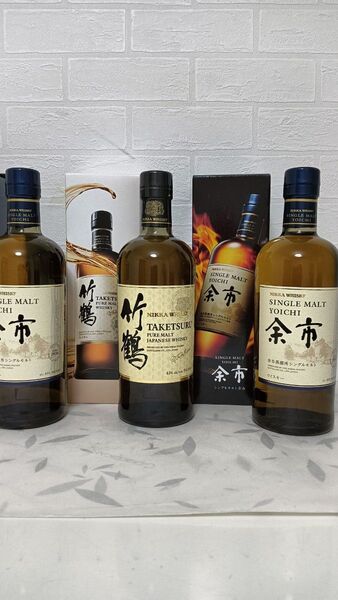 アサヒビール ニッカウイスキー 竹鶴 700ml 余市 700ml 3本セット 箱付 ウイスキー