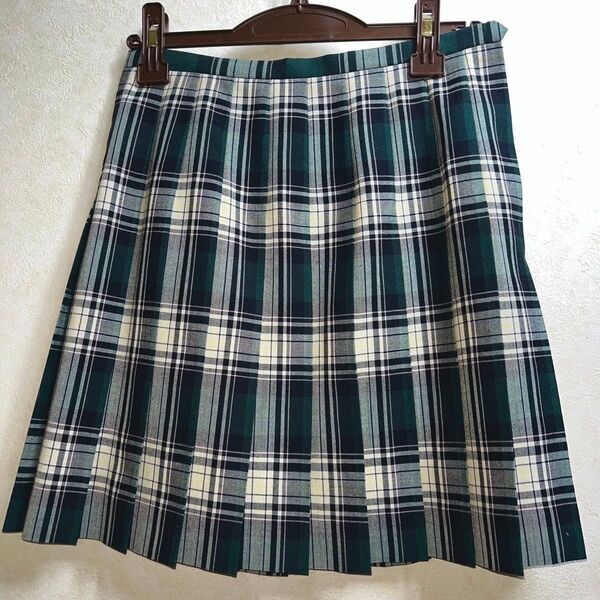 イーストボーイ スカート 緑 9号 グリーン イエロー ピンク スクール チェック 夏物 高校 制服 中学 プリーツ 学生服