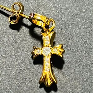 ベビーファット クロス シルバー925 22K パヴェダイヤモンド 片耳