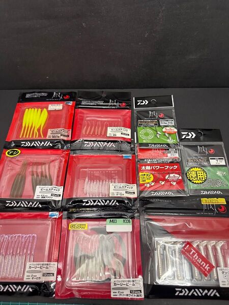 NO.5993 ダイワ 月下美人 アジング ワーム ジグヘッド 開封品ワーム7点 未開封品ジグヘッド スナップ 10点セット
