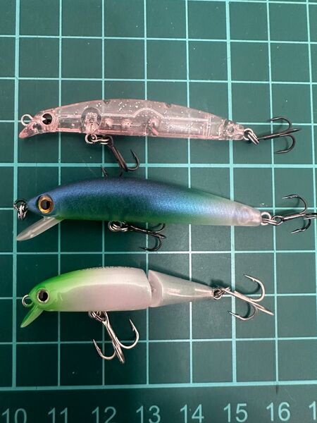 NO.6102 メバリングミノー 中古極美品3点セット サスケ50 シュガーミノー ウィグラ40.