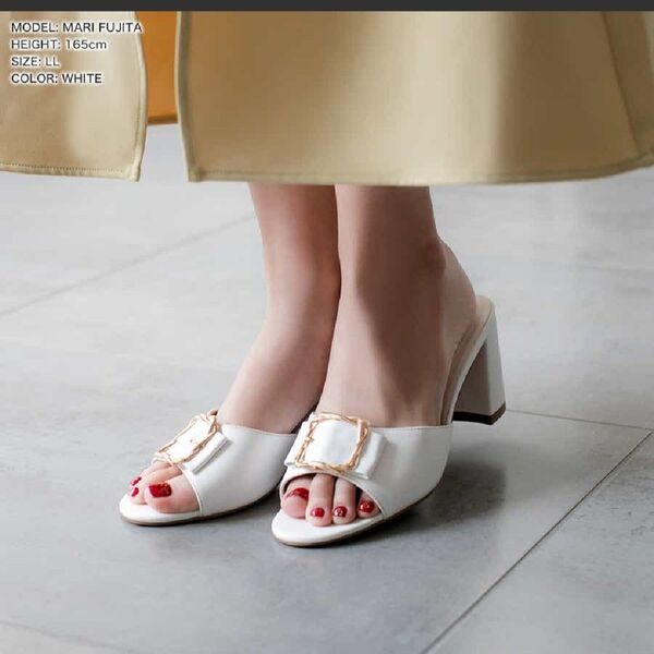 JULIAboutique 白 サンダル サンダル Sサイズ レディース 22.5cm 23cm 上品 お洒落 ミュール