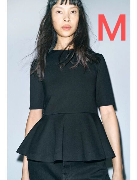 ZARA ペプラムフリル付きTシャツ ペプラム フリル フリル付き Tシャツ m