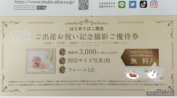スタジオアリス 撮影 1カット フレーム付