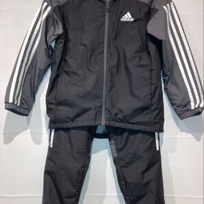 adidas ウィンドブレーカー 上下セット 130 ブラック×グレー